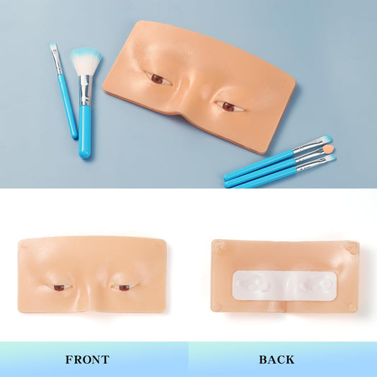 Makeup Practice Face Board, 3D Reusable Silicone Makeup Mannequin Face with 5PCS Makeup Brush, Eye Makeup Practice Face for Makeup Beginner or Professional Enthusiasts