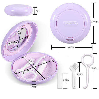 Retainer Case, Slim Aligner Case with Adjustable Vent Holes and Mirror, Compatible with Invisalign, Night Guard and Mouth Guard, Premium Retainer Case, with Aligner Remover Tool, Chew & Brush