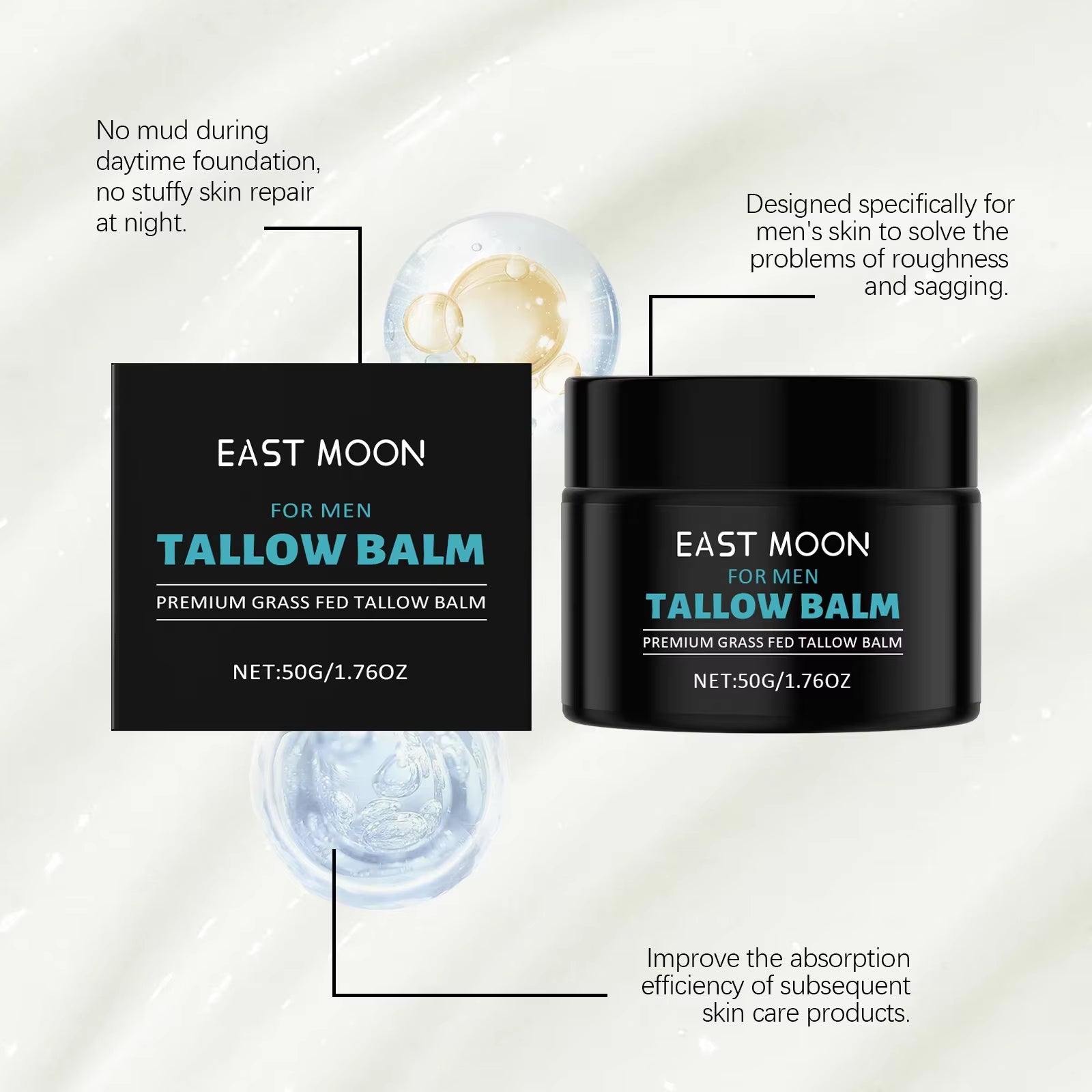 Tallow Facial Care Balm for Man Nourish Dry Improve Elasticity Remove W-Rinkle Oil Control Glowing Skin Face Moisturizer Creams